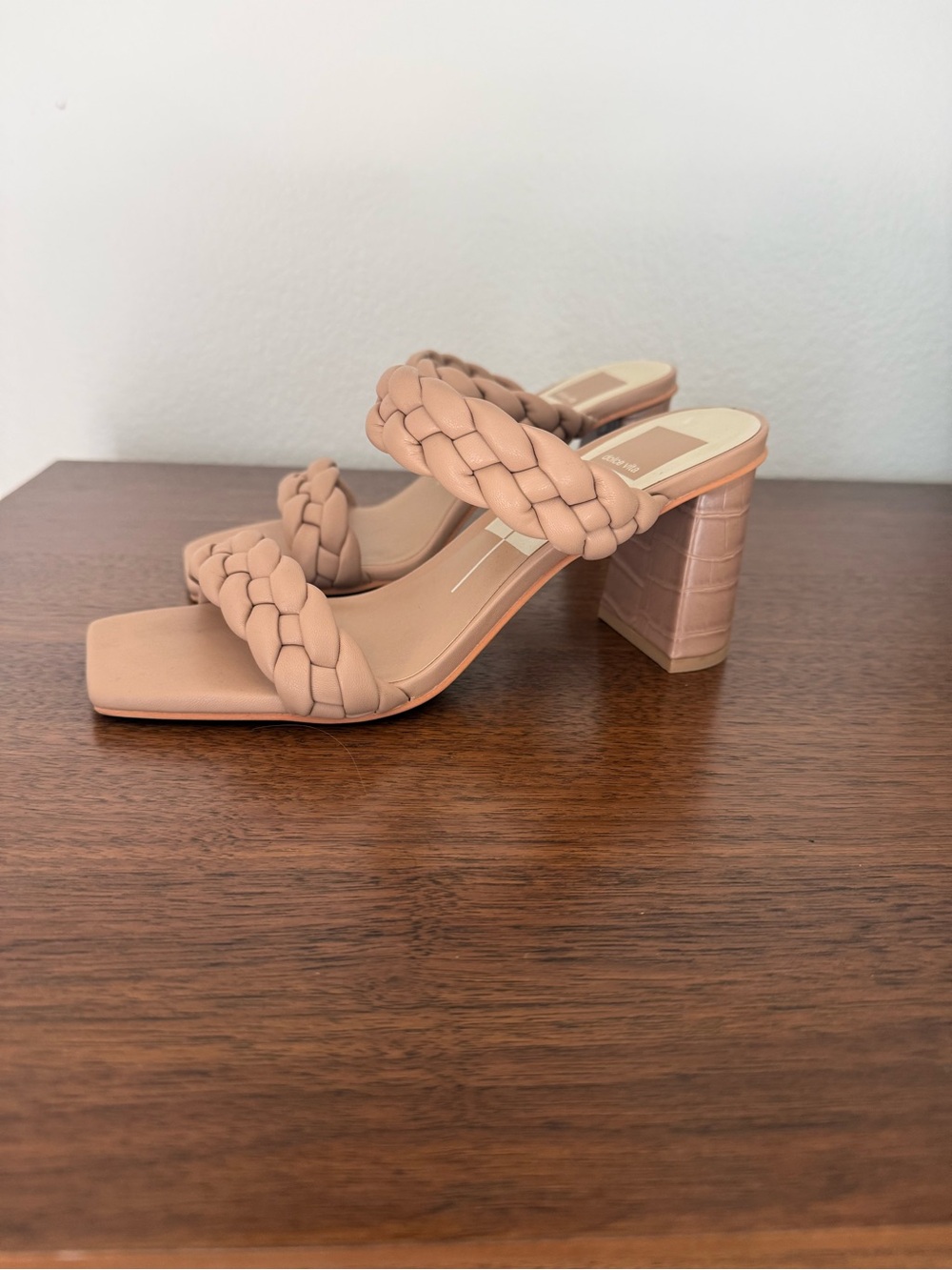 Dolce Vita Braided Double-Strap Block Heel Sandal - Nude Blush